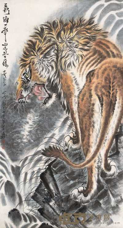 蔡鹤汀 1997年作 雄狮图 镜心 146×79cm